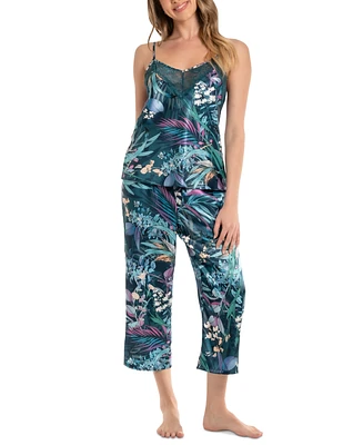 Linea Donatella Women's 2-Pc. Cropped Satin Pajamas Set