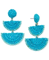 On 34th Gold-Tone Stone Bead & Woven Raffia Drop Earrings, Created for Macy's