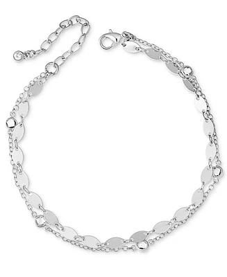 On 34th Crystal & Mixed Chain Double-Row Anklet, Created for Macy's