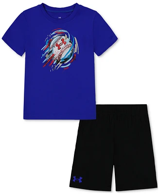 Under Armour Toddler & Little Boys Ua Max Baseball Graphic T-Shirt Shorts, 2 Piece Set