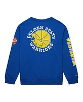 Men's Mitchell & Ness Royal Golden State Warriors Hardwood Classics There and Back Pullover Sweatshirt