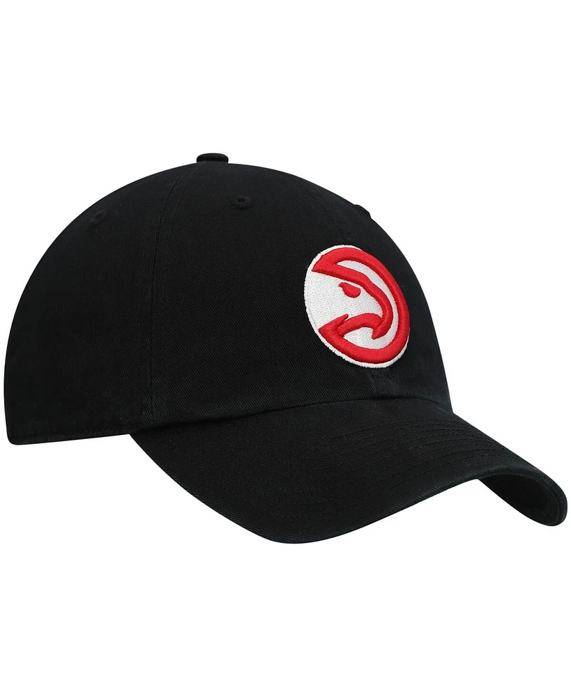 Men's '47 Brand Black Atlanta Hawks Team Clean Up Adjustable Hat