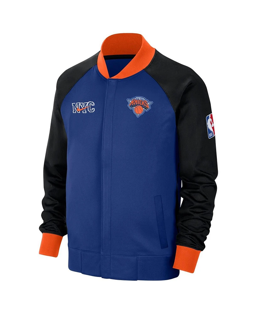 Men's Nike Blue New York Knicks 2023/24 City Edition Authentic Showtime Performance Raglan Full-Zip Jacket