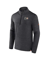 Men's Fanatics Heather Charcoal Philadelphia Flyers Authentic Pro Quarter-Zip Pullover Top