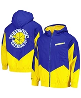 Men's Mitchell & Ness Royal Golden State Warriors Hardwood Classics Retro Quilted Raglan Full-Zip Hoodie