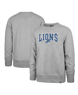 Men's '47 Brand Gray Distressed Detroit Lions Varsity Block Headline Pullover Sweatshirt