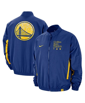 Men's Nike Royal Distressed Golden State Warriors Courtside Vintage-Like Warmup Full-Zip Jacket