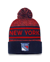 Men's Fanatics Navy, Red New York Rangers Authentic Pro Cuffed Knit Hat with Pom