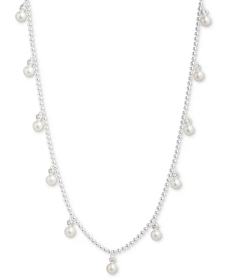 Lauren Ralph Lauren Sterling Silver Shaky White Pearl (6mm) 17" Collar Necklace