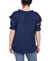 Ny Collection Women's Short Ruffled Sleeve Blouse