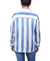 Ny Collection Women's Long Sleeve Striped Satin Blouse