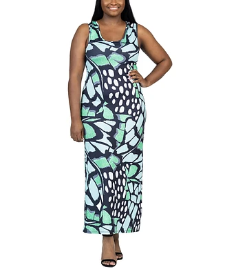 24seven Comfort Apparel Plus Size Casual Razorback Tank Maxi Dress