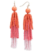 Style & Co Tonal Stone Beaded Fringe Chandelier Earrings, Created for Macy's