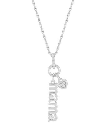 Diamond Heart Mama Pendant Necklace (1/20 ct. t.w.) in Sterling Silver or 14k Gold-Plated Sterling Silver, 16" + 2" extender