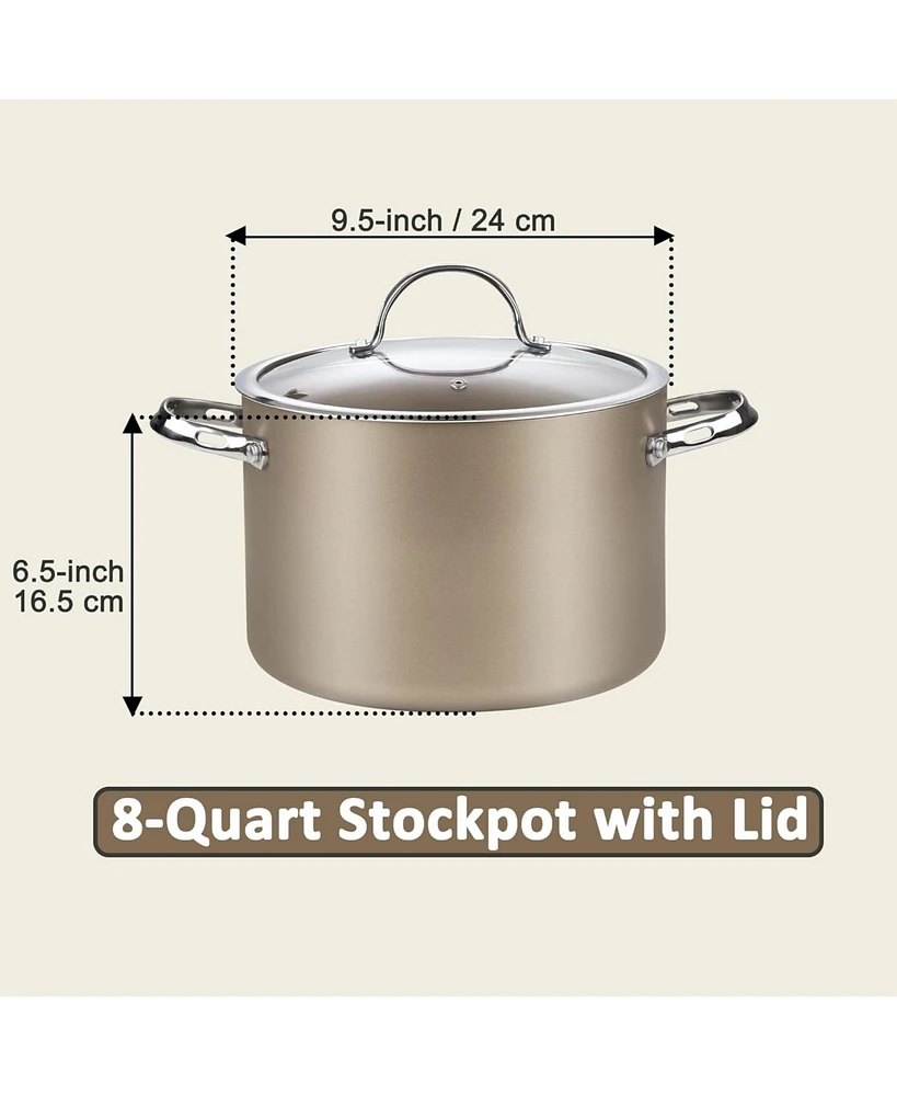 Cooks Standard 8 Quart Hard Anodized Ceramic Nonstick Premium Grade Stockpot with Lid,Bronze