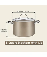 Cooks Standard 8 Quart Hard Anodized Ceramic Nonstick Premium Grade Stockpot with Lid,Bronze