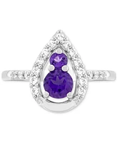 Lab-Grown Blue Sapphire (3/4 ct. t.w.) & White (1/3 Ring Sterling Silver (Also Amethyst)