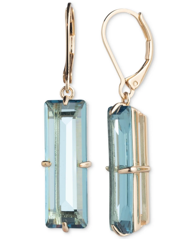 Lauren Ralph Gold-Tone Baguette Stone Drop Earrings