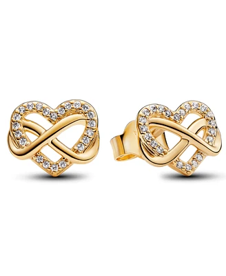 Pandora Sparkling Infinity Heart Stud Earrings