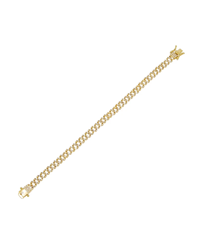 by Adina Eden Cubic Zirconia Baguette X Pave Cuban Link Bracelet