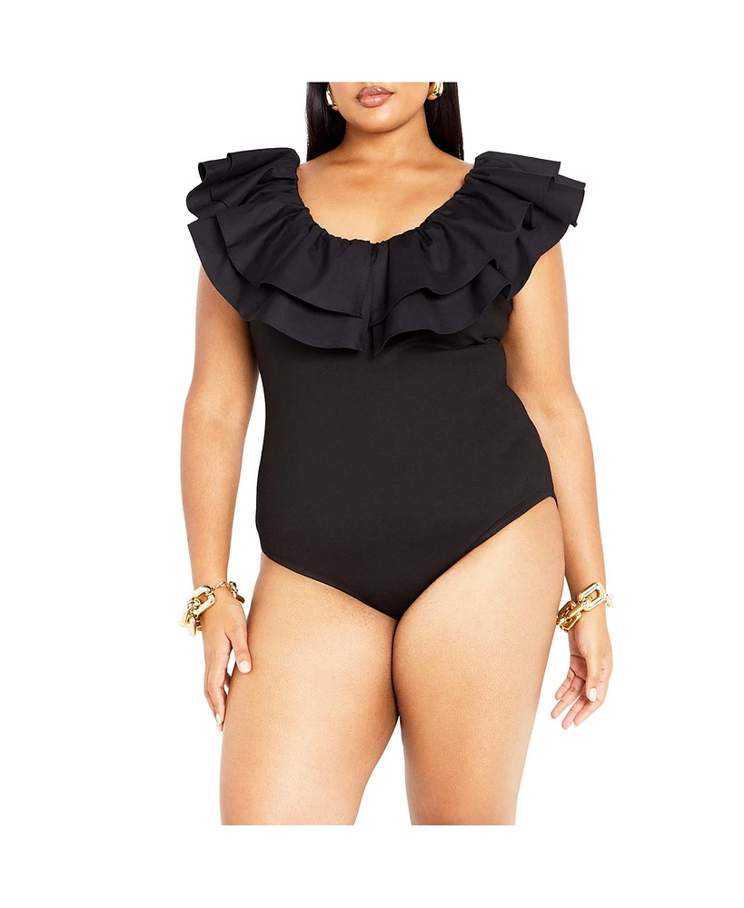 Plus Frill Shoulder Bodysuit