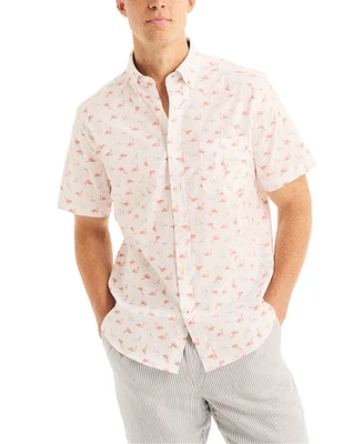 Nautica Men's Flamingo Print Short Sleeve Button-Down Shirt