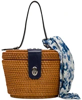 Patricia Nash Caselle Small Wicker Basket Bag with Scarf