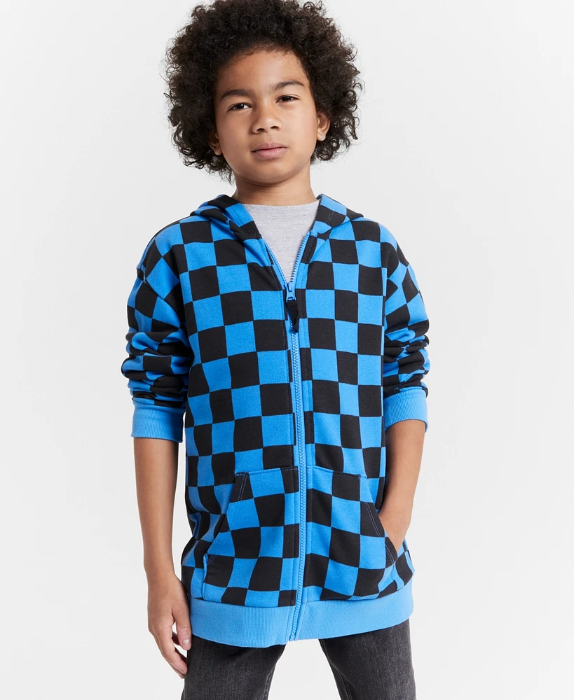 Epic Threads Little and Big Boys Checkerboard-Print Zip-Up Hoodie, Created for Macy's