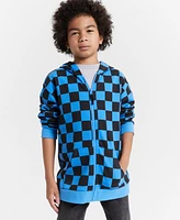 Epic Threads Big Boys Checkerboard-Print Zip-Up Hoodie, Created for Macy's