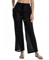 Dotti Women's Mesh Drawstring-Waist Wide-Leg Cover-Up Pants