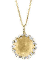 Effy Diamond Mixed Cut Textured Disc 18" Pendant Necklace (5/8 ct. t.w.) in 14k Gold