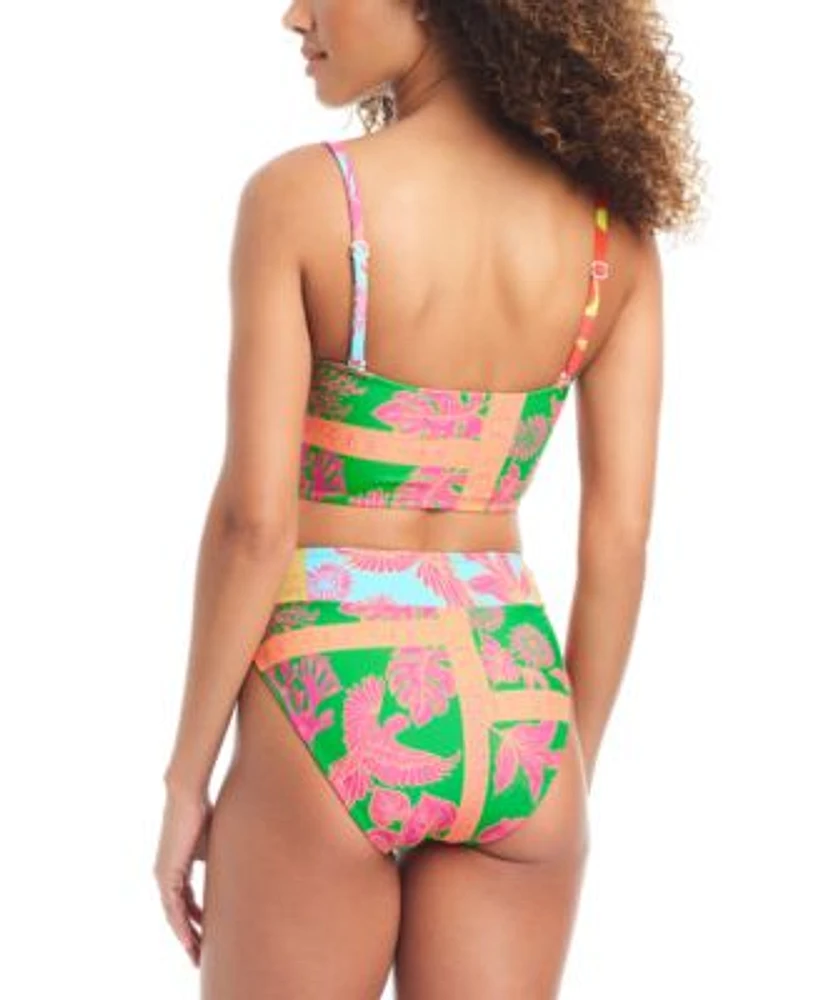 Bar Iii Womens Convertible O Ring Bandeau Bikini Top V Waist Bottoms Created For Macys