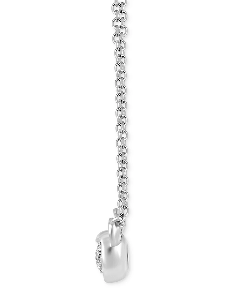 Wonder Fine Jewelry Diamond Mickey Mouse Pendant Necklace (1/8 ct. t.w.) in Sterling Silver, 16" + 2" extender