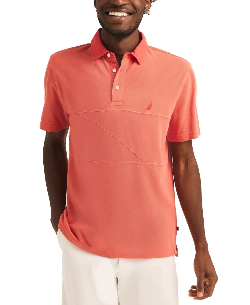 Nautica Men's Textured Pieced Pique Short Sleeve Polo Shirt