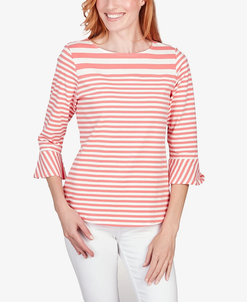 Ruby Rd. Petite Patio Party Striped Jersey Top