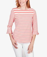 Ruby Rd. Petite Patio Party Striped Jersey Top