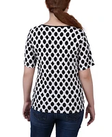 Ny Collection Women's Short Sleeve Top with Ring Details