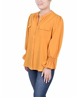 Ny Collection Women's Long Sleeve Y-neck Blouse