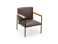 Pu Leather Accent Chair with Rubber Wood Armrests