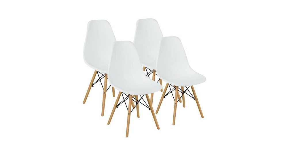 Set of 4 Modern Dsw Dining Side Chair Wood Legs-White