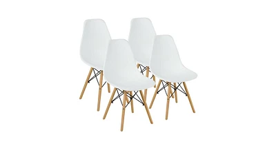 Set of 4 Modern Dsw Dining Side Chair Wood Legs-White