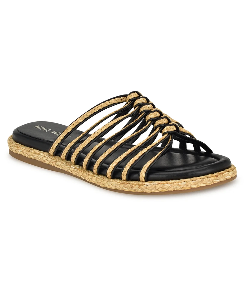 Nine West Women's Adila Slip-On Strappy Flat Casual Sandals