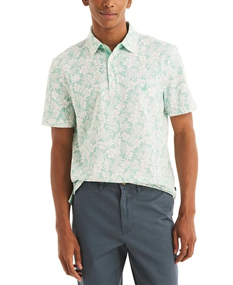 Nautica Men's Floral Print Pique Short Sleeve Polo Shirt