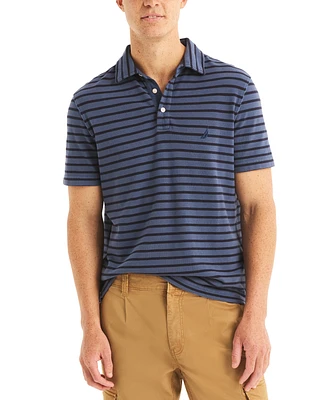 Nautica Men's Striped Pique Short Sleeve Polo Shirt