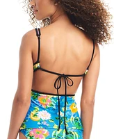 Bar Iii Women's Printed Plunge-Neck Tankini Top, Created for Macy's