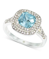 Charter Club Silver-Tone Pave & Color Crystal Double Square Halo Ring, Created for Macy's