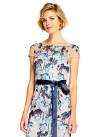 Adrianna Papell Floral-Embroidered Column Gown