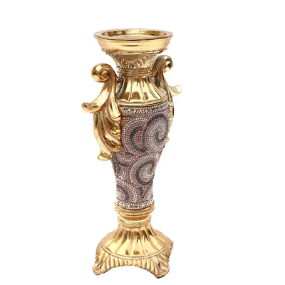 Simplie Fun Chrome Plated Crystal Embellished Ceramic Vase
