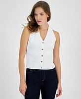 Nautica Jeans Women's Cotton Button-Front Sleeveless Sweater