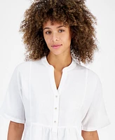 Nautica Jeans Women's Linen-Blend Peplum Top